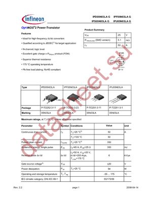 IPU05N03LA G datasheet  